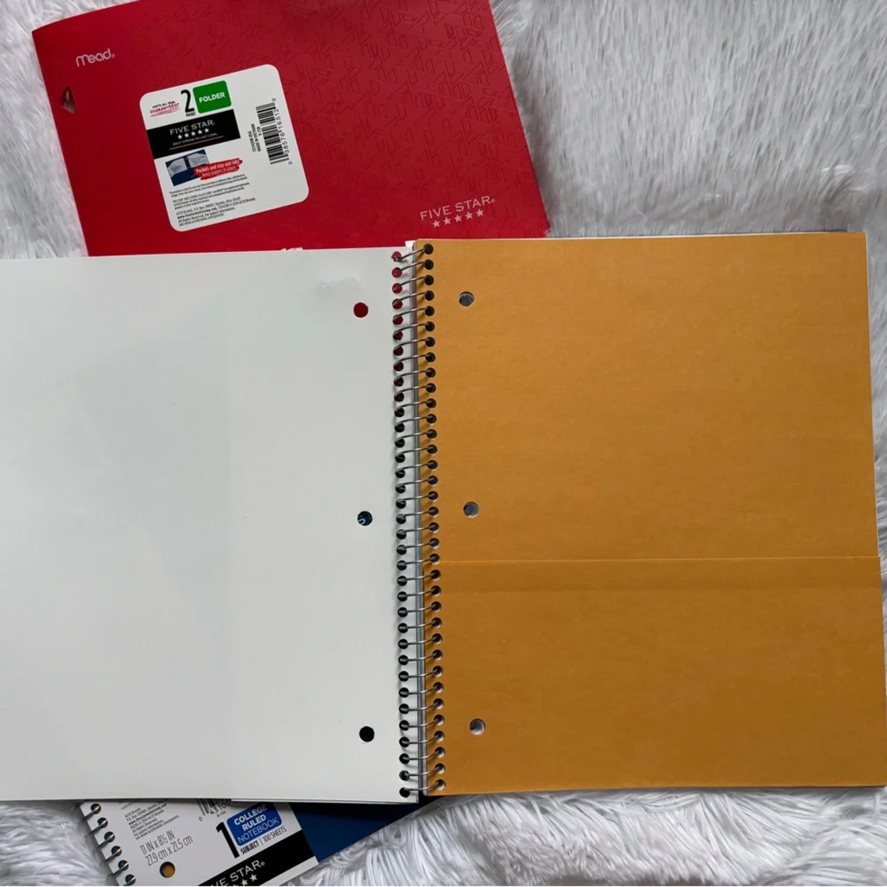 Five Star College Ruled 1 Subject Notebooks Set of 2 & 1 Five Star Folder‎ New